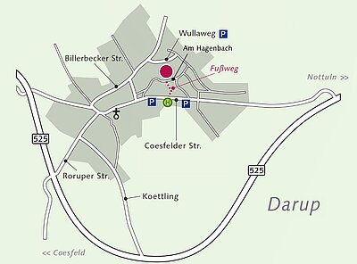 Anfahrtsskizee zum Alten Hof Schoppmann und dem Naturschutzzentrum